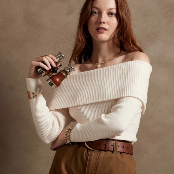 Banana Republic Factory Ribbed-Off Shoulder Sweater - Picture 2 of 4